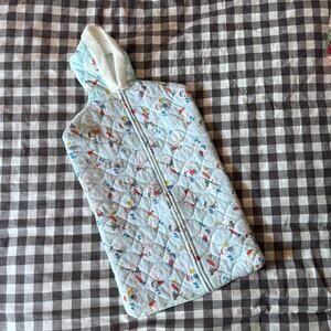 Vintage 60s Peanuts Snoopy Quilted Baby Bunting Sherpa Hood 0-6M COLLECTIBLE